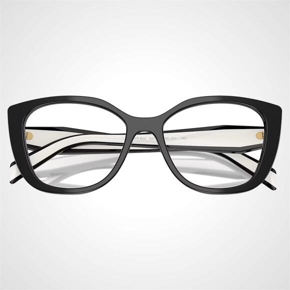 New PRADA Eyeglasses Cat Eye Black White Gold 53-17-140 Womens - Picture 5 of 6